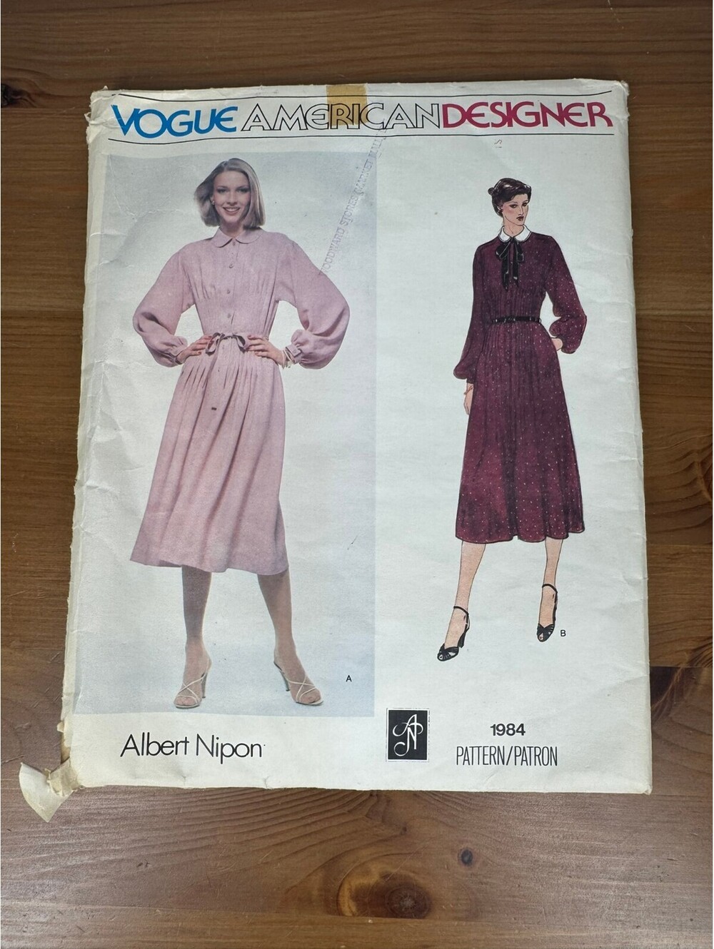 Vogue American Designer Pattern 1984 Albert Nipon Size-14 UNCUT Dress